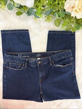 LOFT Dark Blue Cropped Straight Jeans